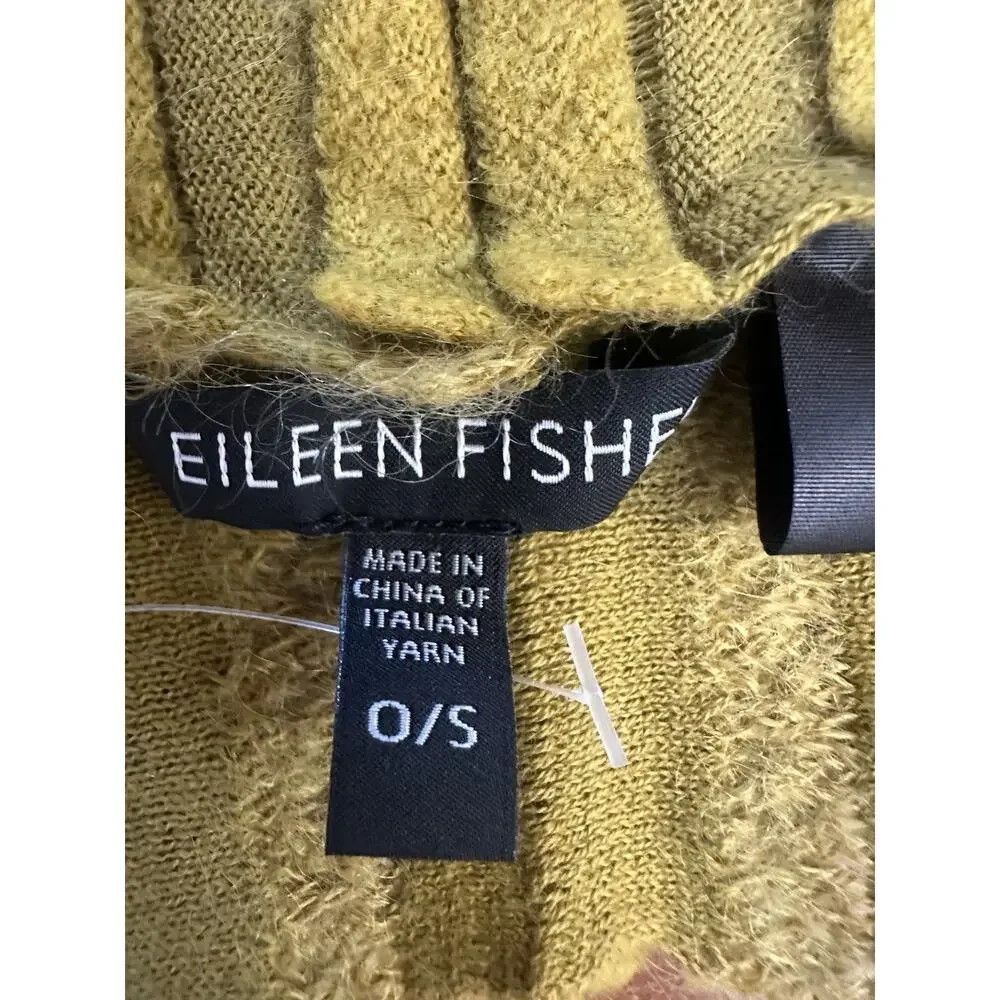 NEW Eileen Fisher Gold Pleated Wool‎ Blend Scarf 10” X 72” Soft NWT
